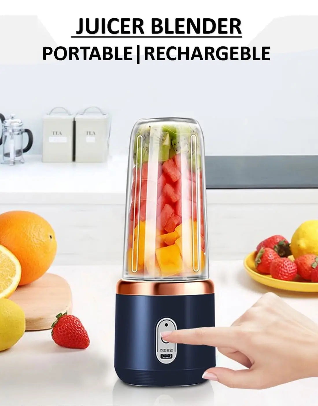 Portable Electric Blender 2-in-1 Juicer – USB Rechargeable 600ml Smoothie Maker for Travel