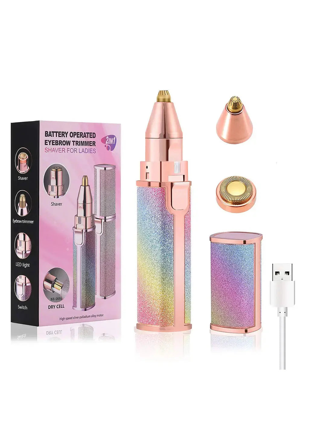 2-in-1 Rechargeable Eyebrow Trimmer & Facial Hair Remover – Portable Flawless Electric Hair Removal Tool for Women
