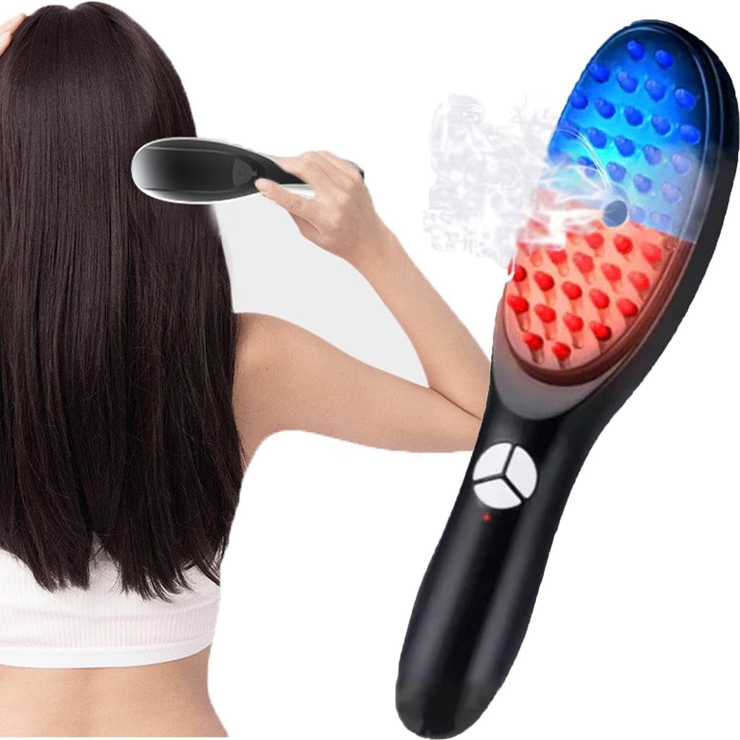 TheraBrush 5-in-1 Hair Growth Steamer Comb – Red & Blue Light Therapy Anti-Hairfall Scalp Massager (Rechargeable)