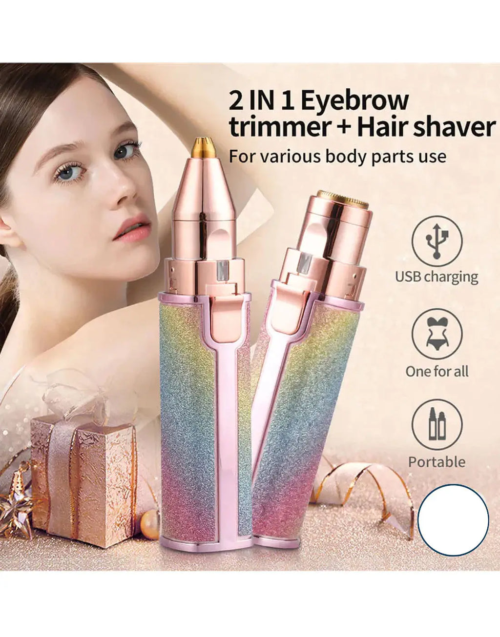 2-in-1 Rechargeable Eyebrow Trimmer & Facial Hair Remover – Portable Flawless Electric Hair Removal Tool for Women