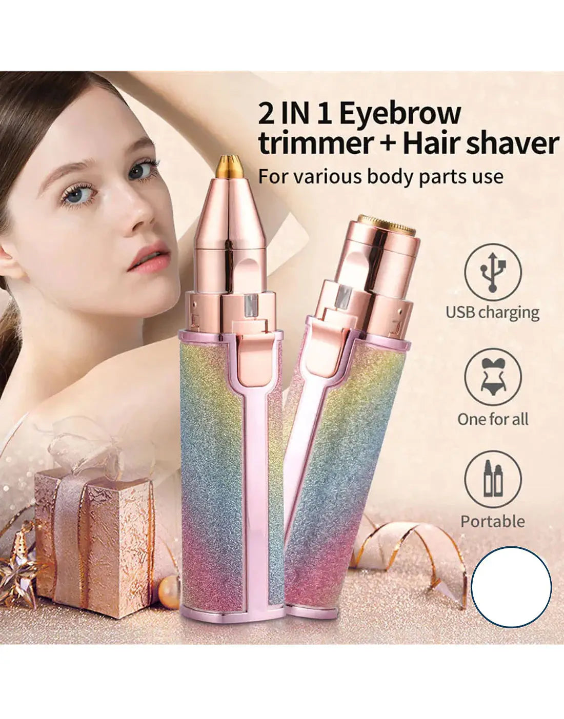 2-in-1 Rechargeable Eyebrow Trimmer & Facial Hair Remover – Portable Flawless Electric Hair Removal Tool for Women
