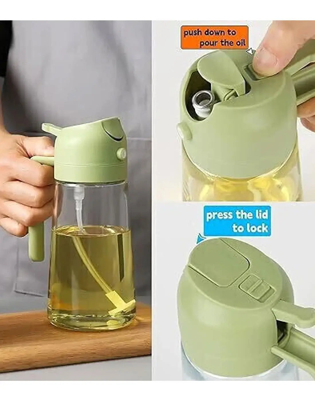 Premium Glass 2 in 1 Oil Spray Bottle – Fine Mist Oil Sprayer for Healthy Cooking, Air Fryer, BBQ & Salad Dressing
