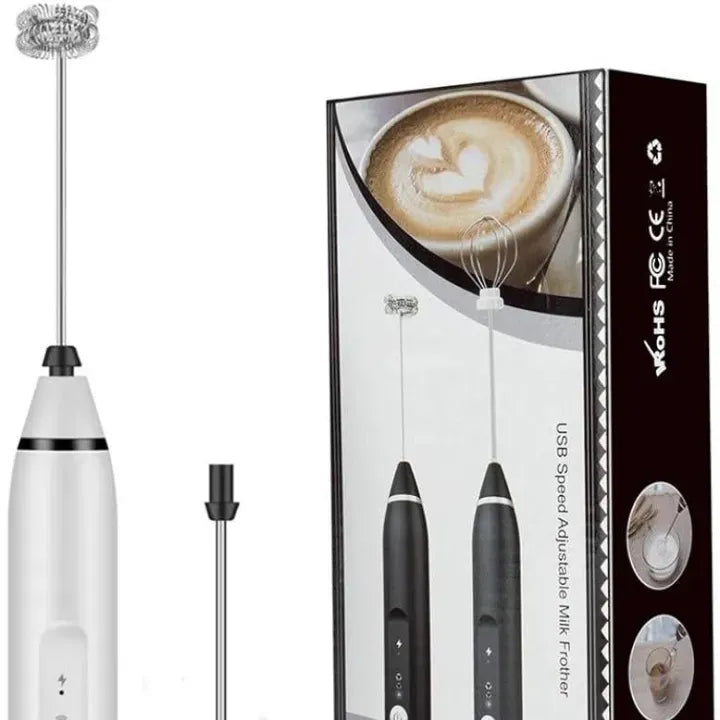 2-in-1 Electric Egg Beater & Milk Frother – USB Rechargeable Coffee Whisk Mixer