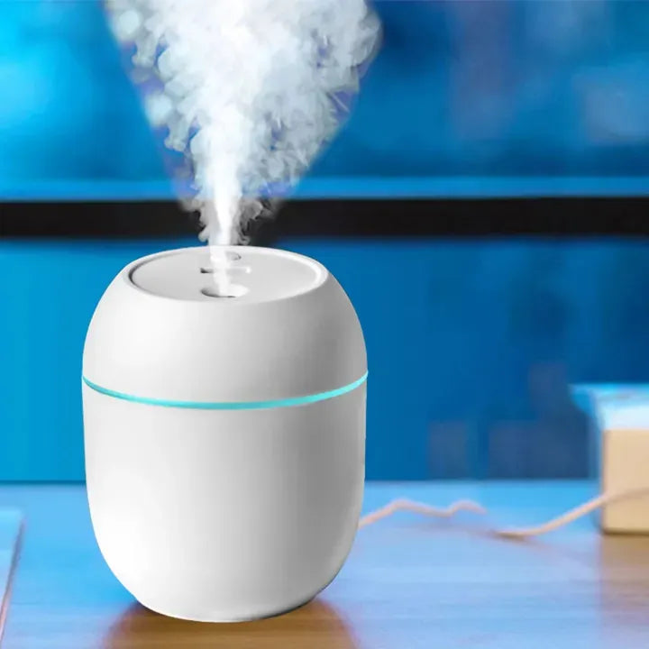 Portable Mini USB Humidifier with LED Light – Quiet Cool Mist Air Humidifier for Bedroom, Car & Office