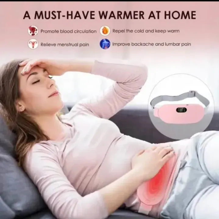 Period Cramp Relief Heating Belt – Portable Menstrual Pain Relief Massager with 4 Heat Levels & 3 Modes