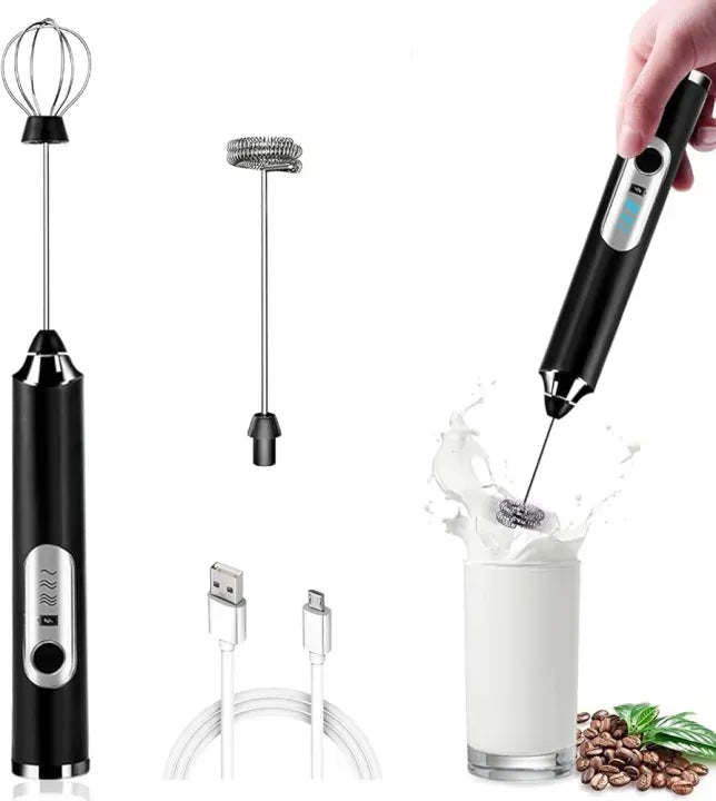 2-in-1 Electric Egg Beater & Milk Frother – USB Rechargeable Coffee Whisk Mixer
