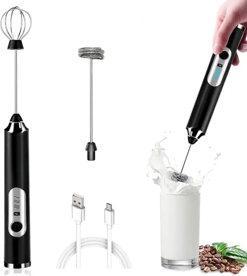 2-in-1 Electric Egg Beater & Milk Frother – USB Rechargeable Coffee Whisk Mixer
