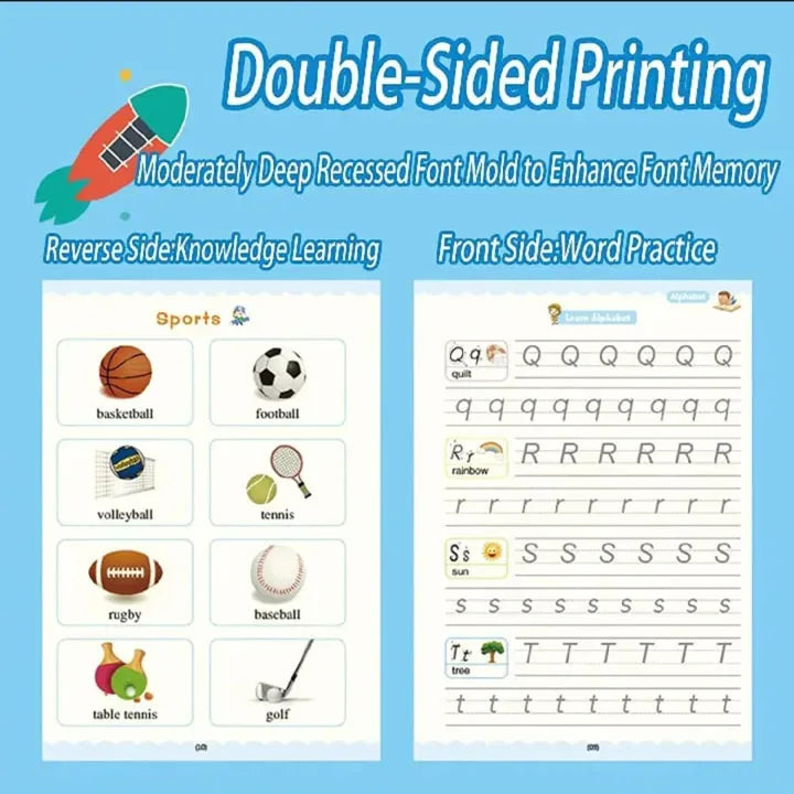 Magic Practice Copybook Set for Kids – Reusable Writing Book with Pen & Refills (Alphabet, Numbers, Math & Drawing)