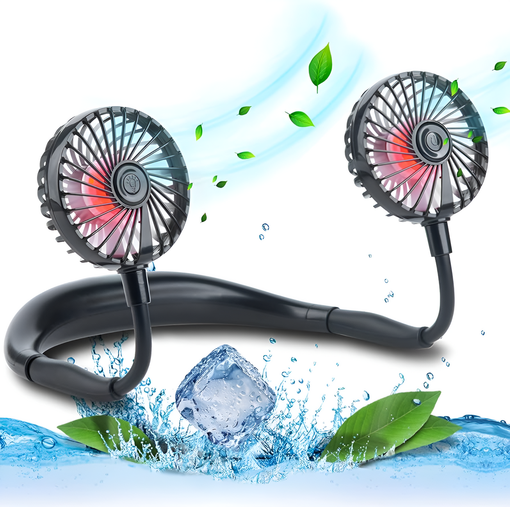 Portable Hanging Neck Fan – USB Rechargeable Bladeless Wearable Mini Fan with 360° Cooling (3-Speed, Quiet Design)