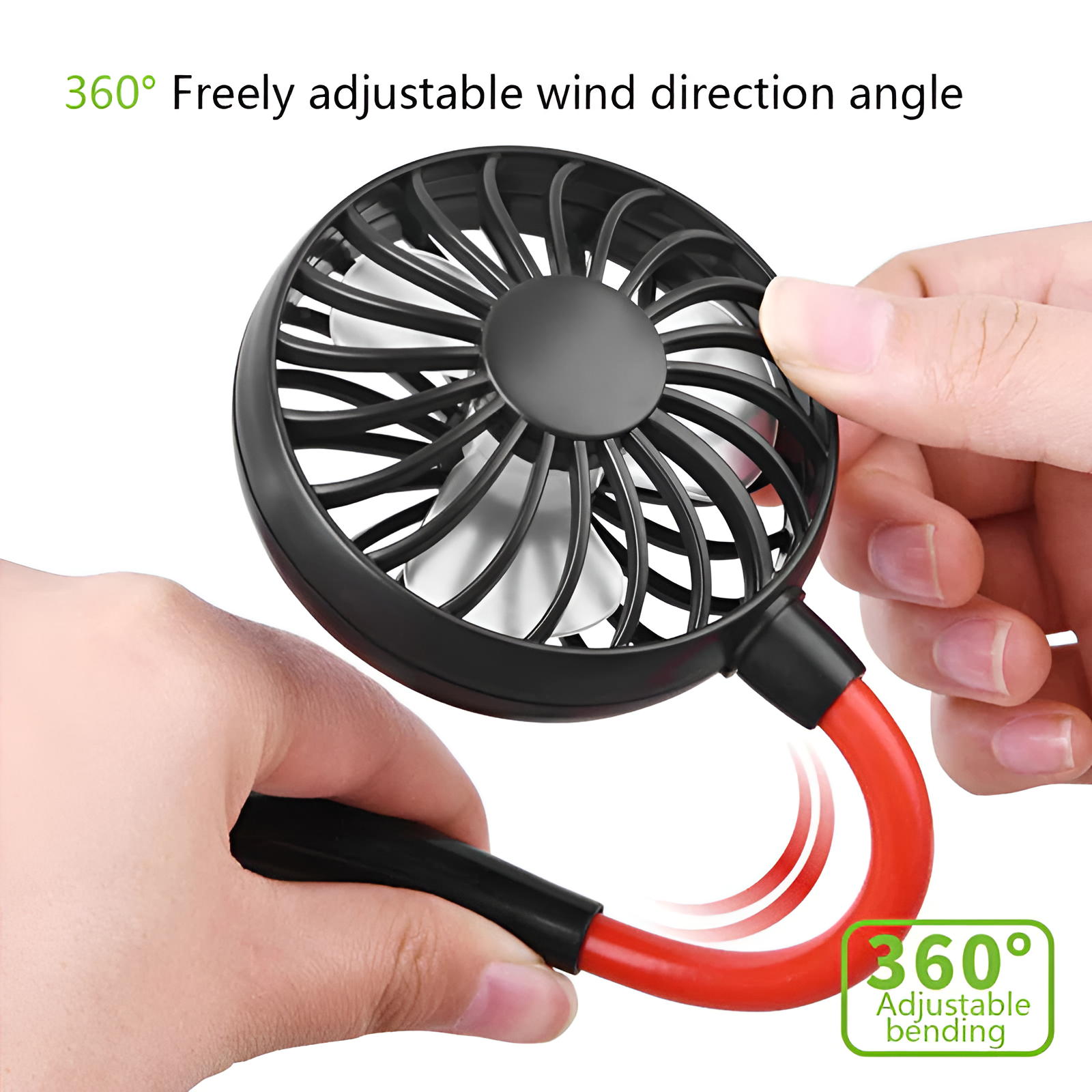 Portable Hanging Neck Fan – USB Rechargeable Bladeless Wearable Mini Fan with 360° Cooling (3-Speed, Quiet Design)