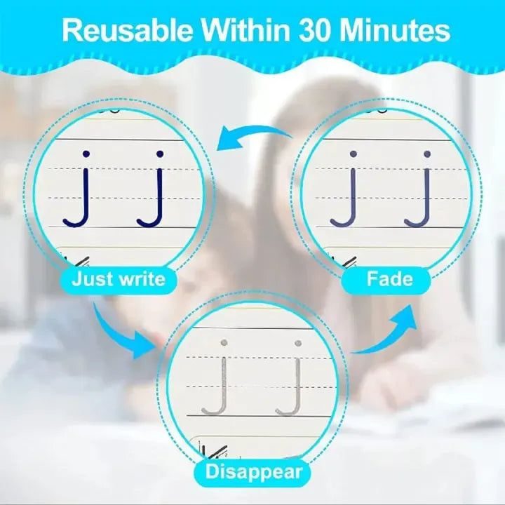 Magic Practice Copybook Set for Kids – Reusable Writing Book with Pen & Refills (Alphabet, Numbers, Math & Drawing)
