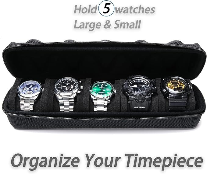 Premium 5-Slot Watch Display Roll Organizer – Portable Travel Watch Case for Men & Women