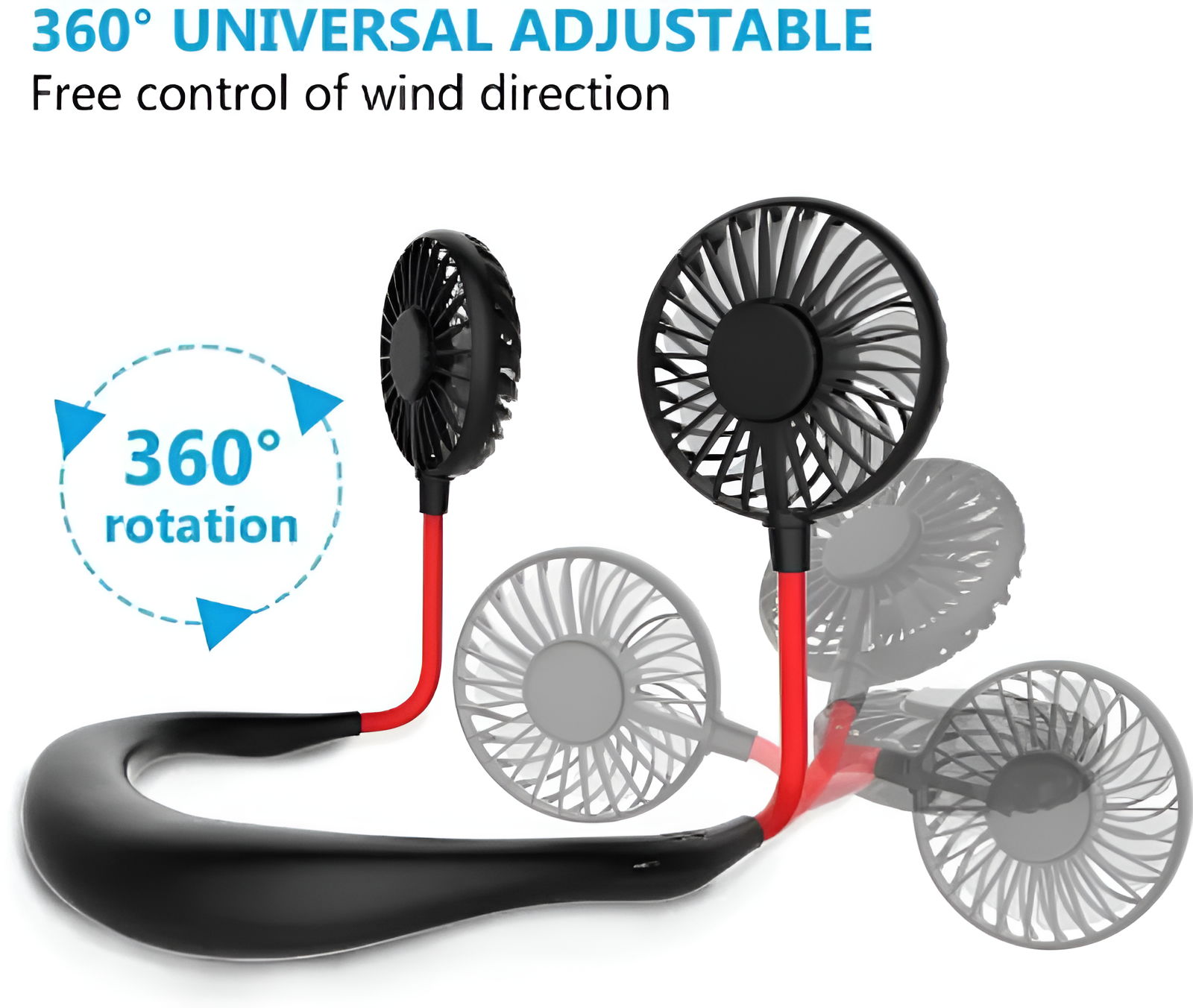 Portable Hanging Neck Fan – USB Rechargeable Bladeless Wearable Mini Fan with 360° Cooling (3-Speed, Quiet Design)