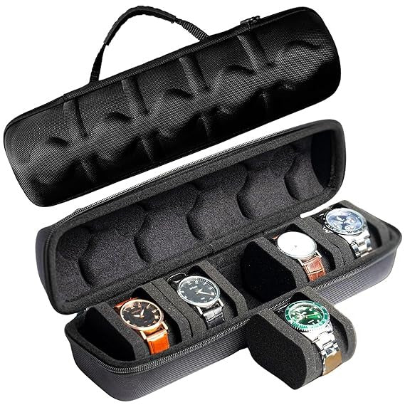 Premium 5-Slot Watch Display Roll Organizer – Portable Travel Watch Case for Men & Women