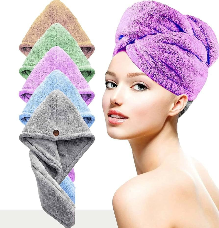 Microfiber Hair Drying Towel Wrap – Quick Dry Turban Head Cap for Women (Super Absorbent & Lightweight)
