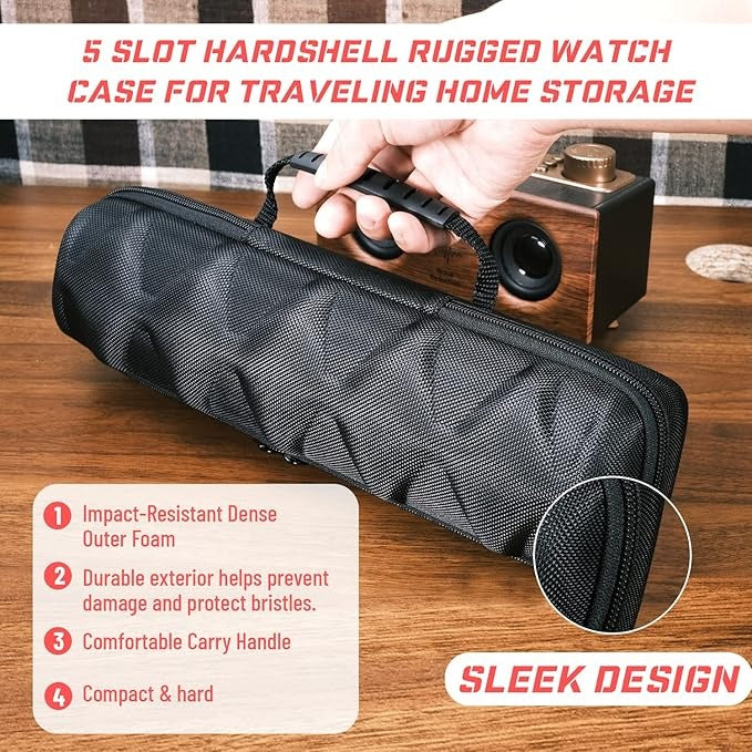 Premium 5-Slot Watch Display Roll Organizer – Portable Travel Watch Case for Men & Women