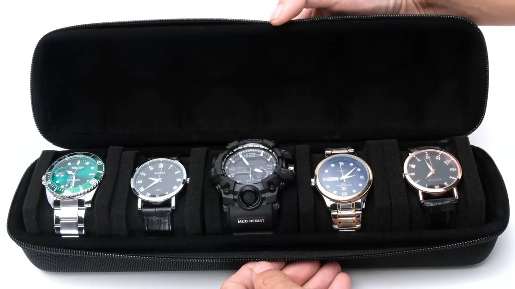 Premium 5-Slot Watch Display Roll Organizer – Portable Travel Watch Case for Men & Women