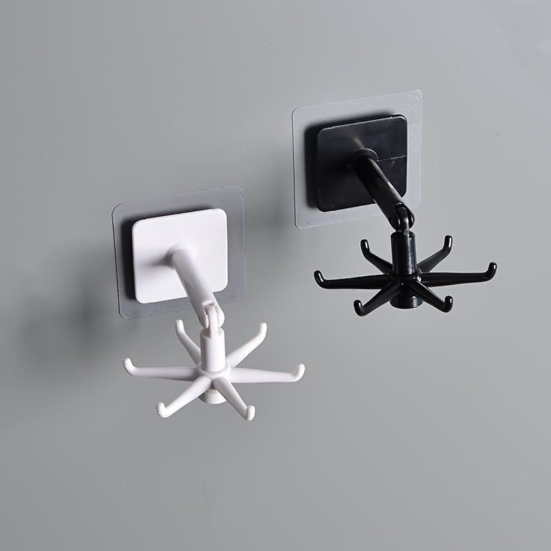 360° Rotating Wall-Mounted Kitchen Tool Holder – Adjustable Multipurpose Hook Rack for Utensils & Cookware