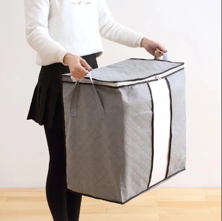 Premium Quilted Storage Bag – Space-Saving Fabric Organizer with Durable Handles for Clothes & Bedding