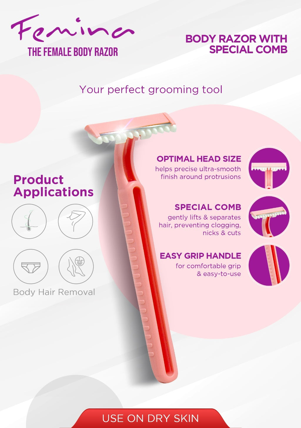 Pack of 5 Treet Femina Facial Razors – Eyebrow & Face Hair Remover for Women (Mini Touch-Up Shaver Set)