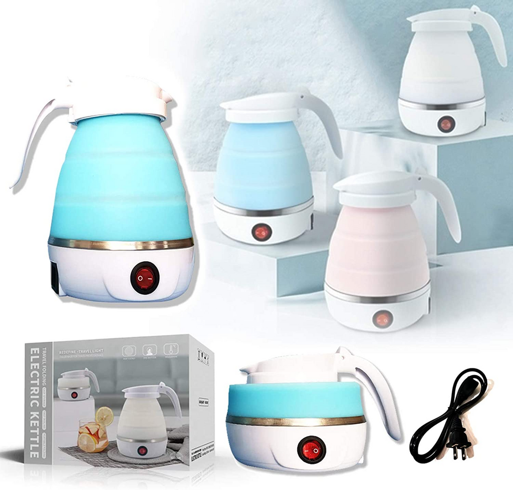 Foldable Electric Kettle – 600W Portable Travel Kettle for Fast Boiling Water (Collapsible Silicone Design)