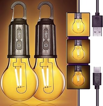 Rechargeable Hanging LED Bulb Light with 3 Modes – Portable Camping, Tent & Emergency Light