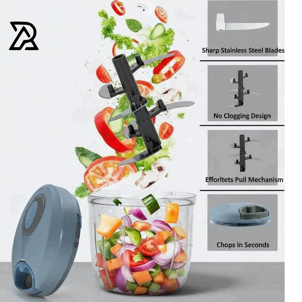 Manual Hand Pull Food Chopper (500ML) – Portable Vegetable Cutter for Onion, Garlic, Nuts & Fruits