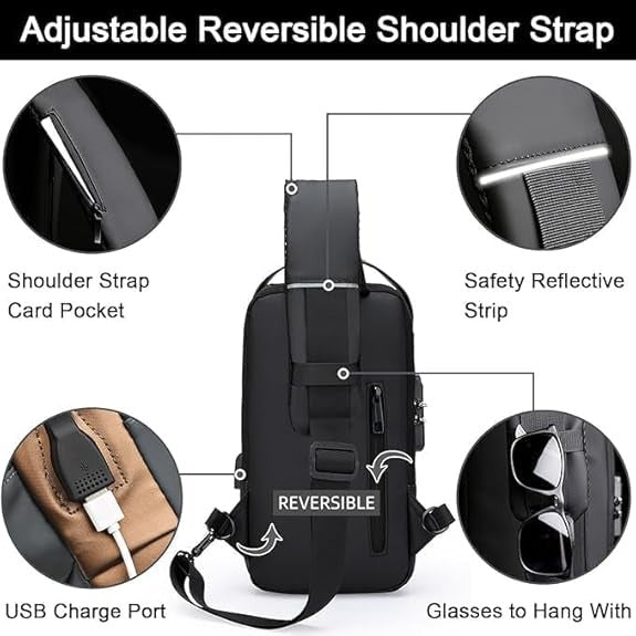 7 Zipper Anti-Theft Crossbody Bag for Men – Waterproof Hard Shell Sling Bag with Password Lock & USB Charging Port