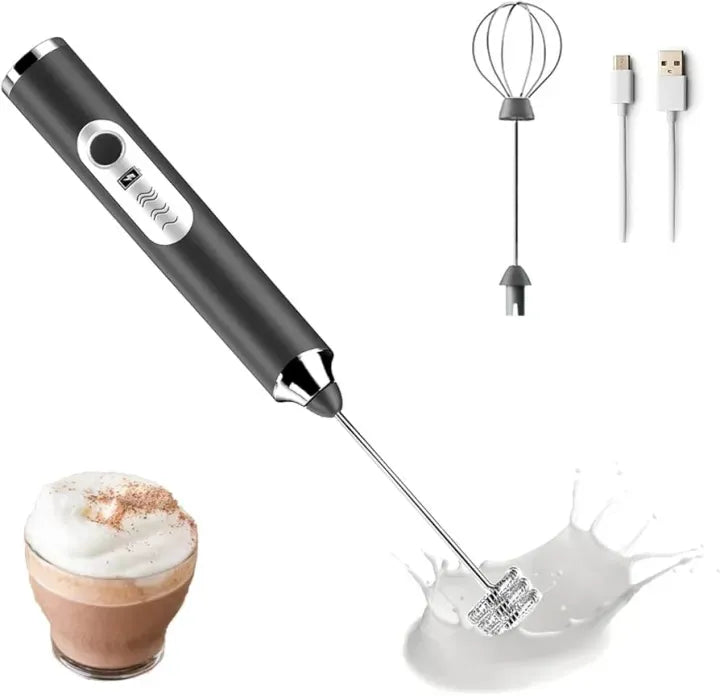 2-in-1 Electric Egg Beater & Milk Frother – USB Rechargeable Coffee Whisk Mixer