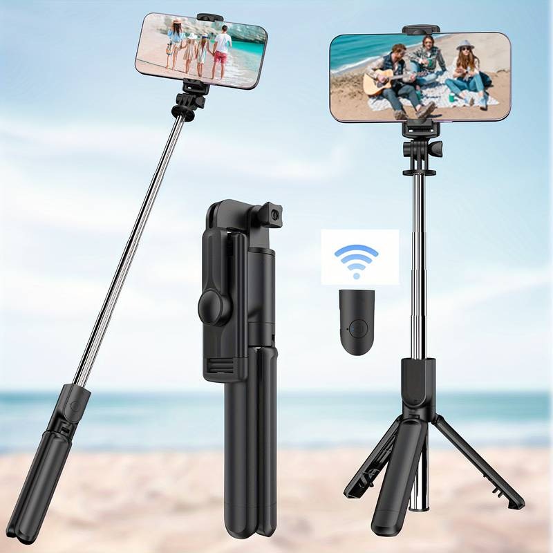 4-in-1 Selfie Stick Tripod with Bluetooth Remote & LED Light – Adjustable Height R1 Series