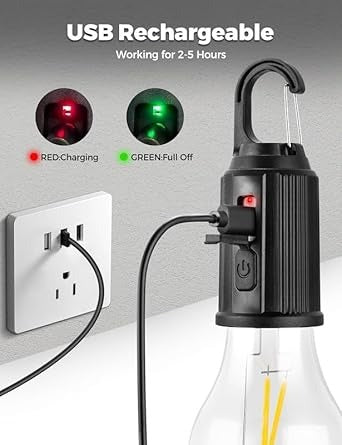 Rechargeable Hanging LED Bulb Light with 3 Modes – Portable Camping, Tent & Emergency Light