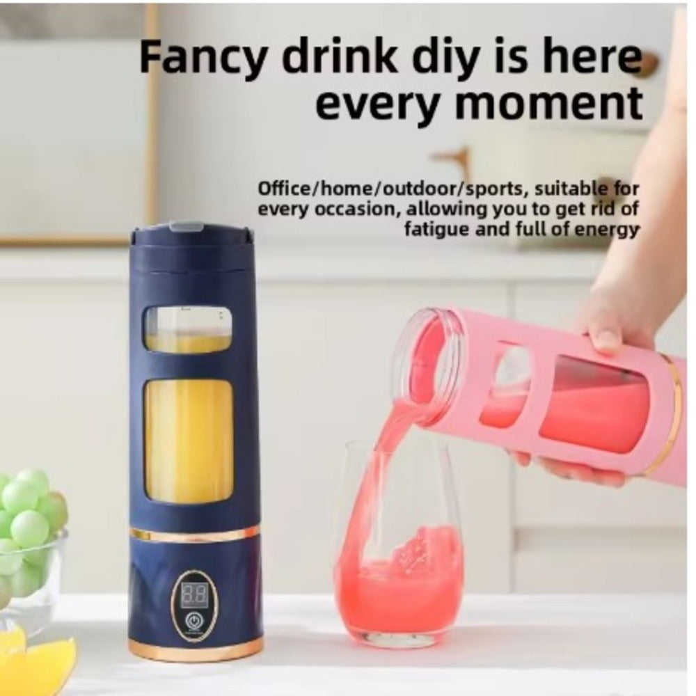 USB Rechargeable Portable Juicer Blender 450ml – 6 Blades with Digital Display & Safety Sensor