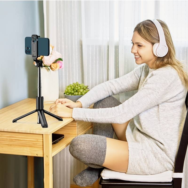 4-in-1 Selfie Stick Tripod with Bluetooth Remote & LED Light – Adjustable Height R1 Series