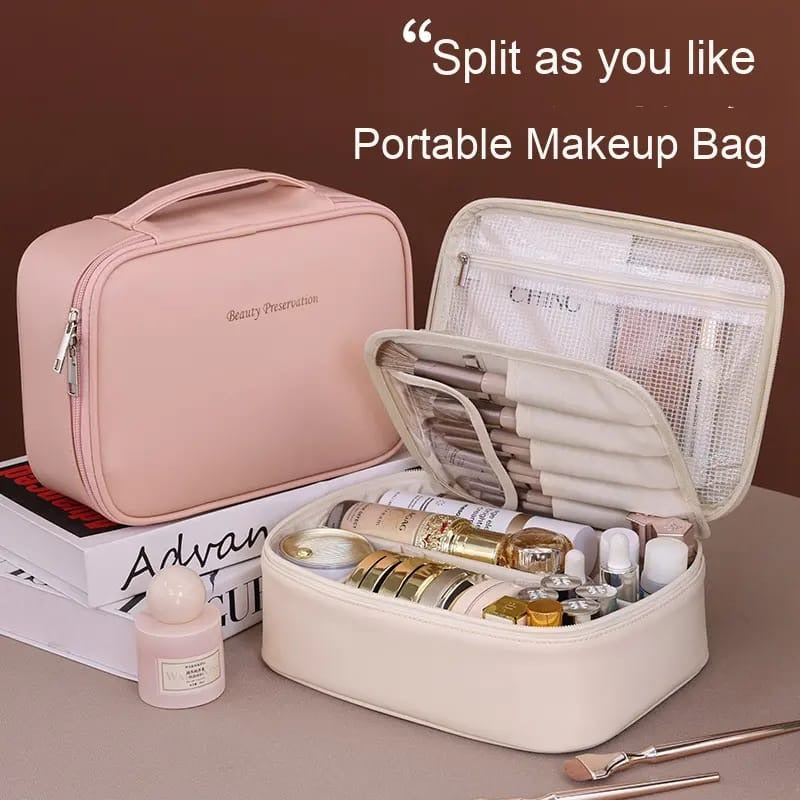 Luxury Waterproof PU Leather Cosmetic Bag – Large Capacity Travel Makeup Organizer for Women (Elegant & Durable)
