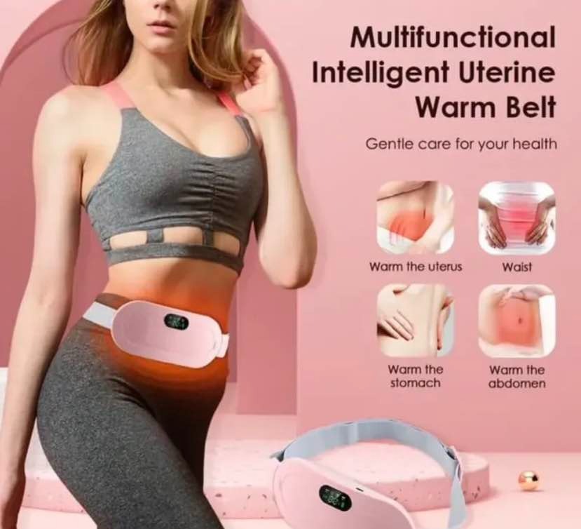 Period Cramp Relief Heating Belt – Portable Menstrual Pain Relief Massager with 4 Heat Levels & 3 Modes