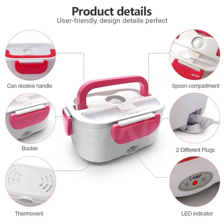 Portable Electric Heating Lunch Box – 400W Hot Food Container for Office, School & Car (Leak-Proof, Multi-Color)