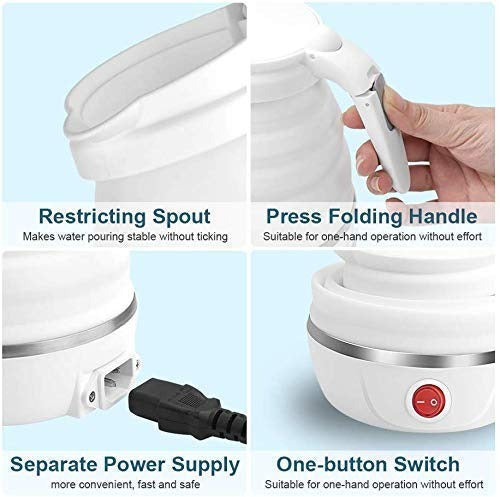 Foldable Electric Kettle – 600W Portable Travel Kettle for Fast Boiling Water (Collapsible Silicone Design)
