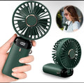 Portable USB Mini Handheld Fan – Foldable Rechargeable Neck Fan with Display & Phone Stand (5-Speed Adjustable)