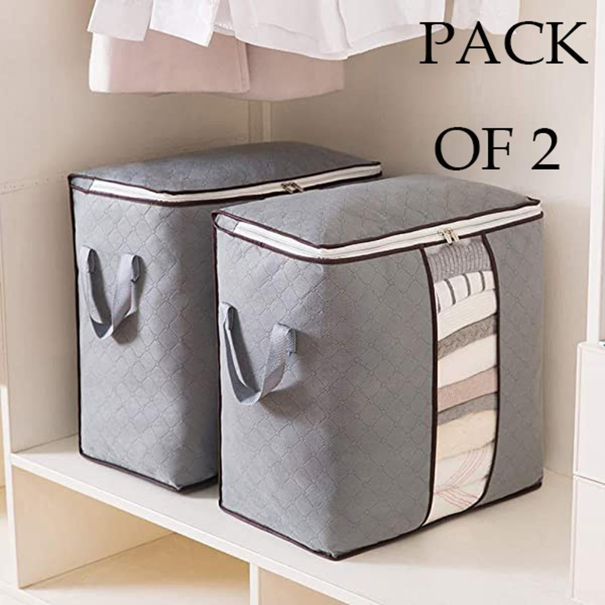 Premium Quilted Storage Bag – Space-Saving Fabric Organizer with Durable Handles for Clothes & Bedding