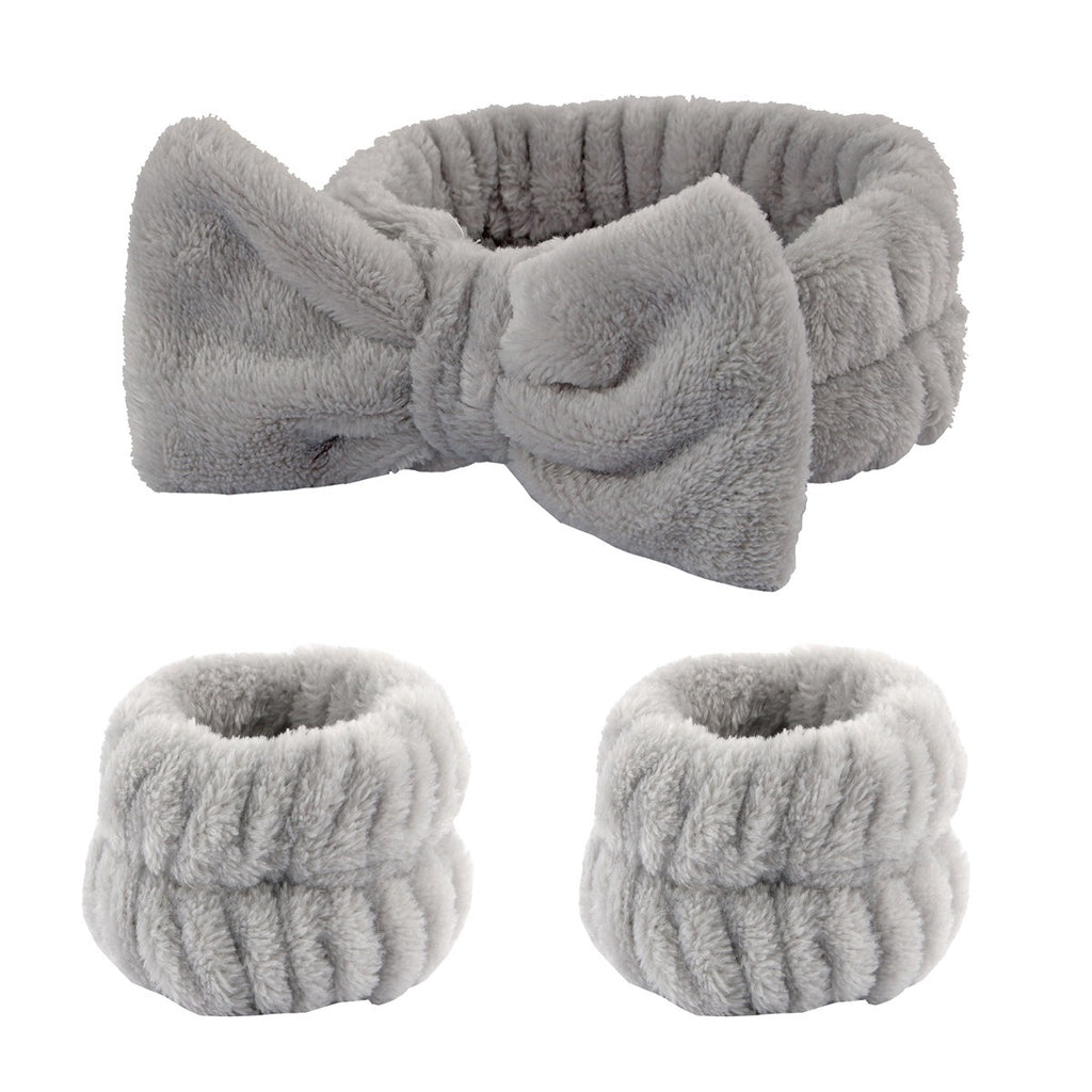 Microfiber Bow Headband with Brush – Soft Spa Hair Band for Makeup, Face Wash & Skincare (Stretchable & Comfortable)