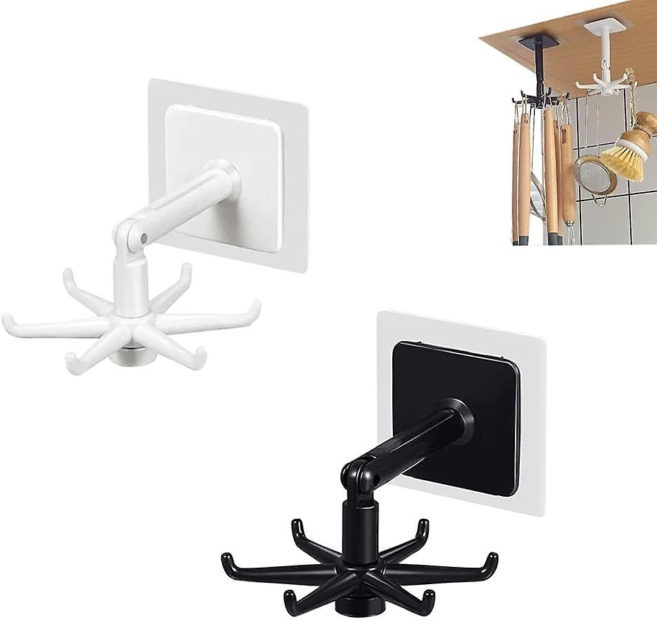360° Rotating Wall-Mounted Kitchen Tool Holder – Adjustable Multipurpose Hook Rack for Utensils & Cookware