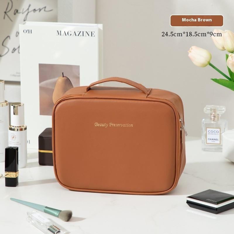 Luxury Waterproof PU Leather Cosmetic Bag – Large Capacity Travel Makeup Organizer for Women (Elegant & Durable)
