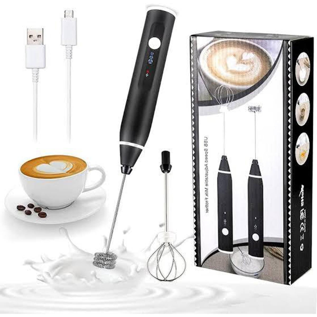 2-in-1 Electric Egg Beater & Milk Frother – USB Rechargeable Coffee Whisk Mixer