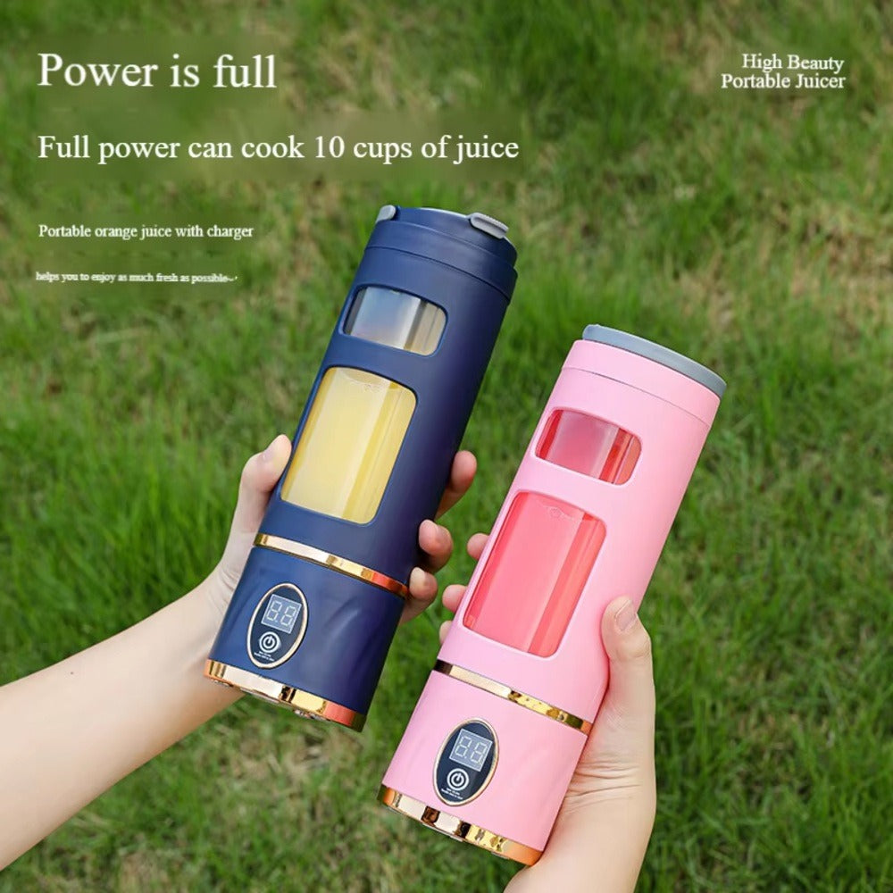USB Rechargeable Portable Juicer Blender 450ml – 6 Blades with Digital Display & Safety Sensor