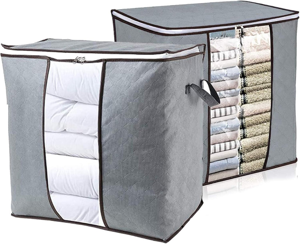 Premium Quilted Storage Bag – Space-Saving Fabric Organizer with Durable Handles for Clothes & Bedding