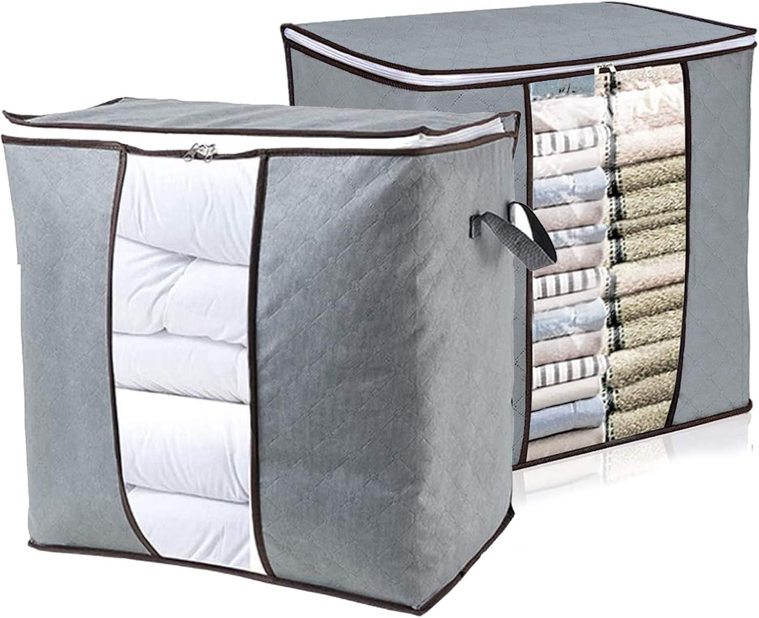 Premium Quilted Storage Bag – Space-Saving Fabric Organizer with Durable Handles for Clothes & Bedding