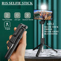 4-in-1 Selfie Stick Tripod with Bluetooth Remote & LED Light – Adjustable Height R1 Series