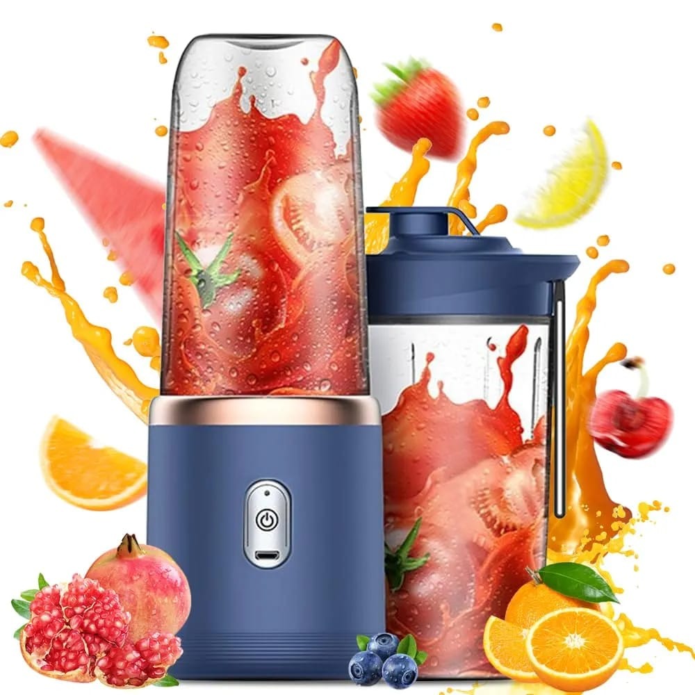 Portable Electric Blender 2-in-1 Juicer – USB Rechargeable 600ml Smoothie Maker for Travel