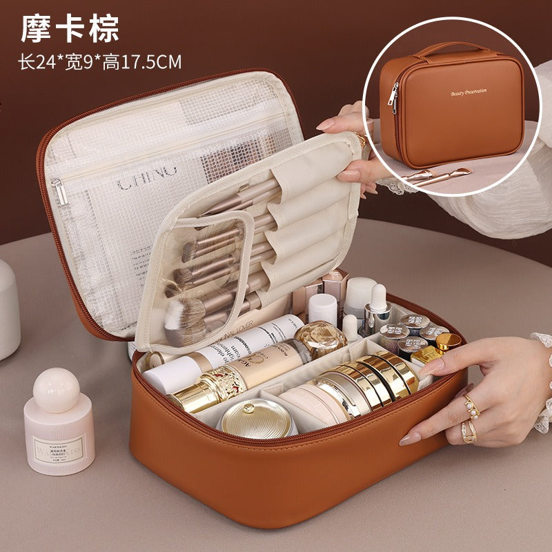 Luxury Waterproof PU Leather Cosmetic Bag – Large Capacity Travel Makeup Organizer for Women (Elegant & Durable)
