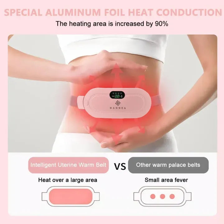 Period Cramp Relief Heating Belt – Portable Menstrual Pain Relief Massager with 4 Heat Levels & 3 Modes